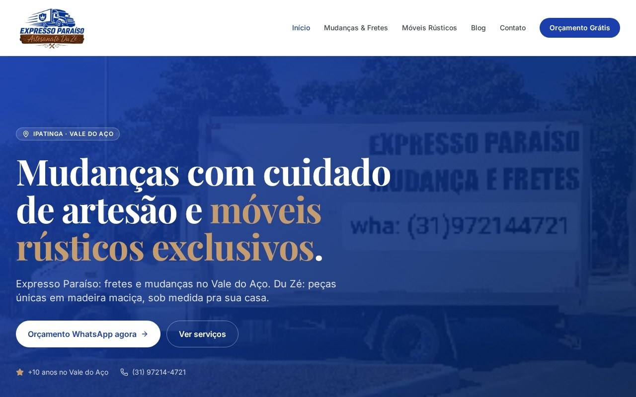 Preview do site Transportes Expresso — projeto entregue pela AtivaSite