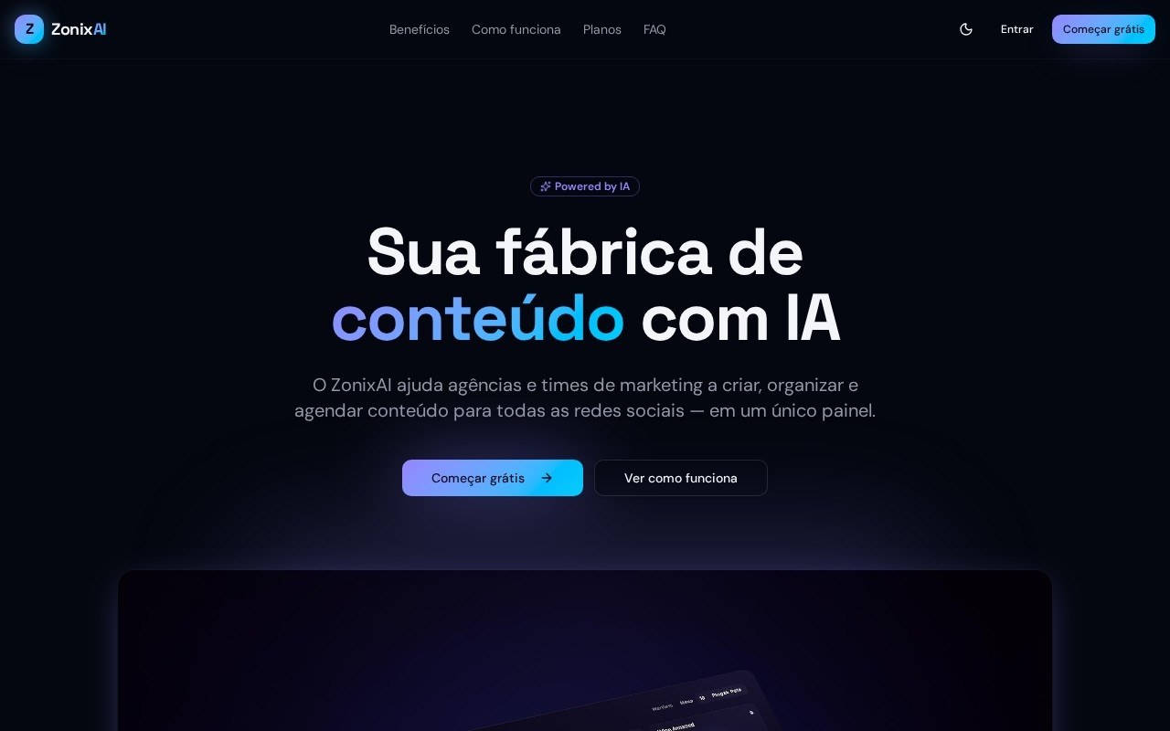 Preview do site Zonix AI — projeto entregue pela AtivaSite