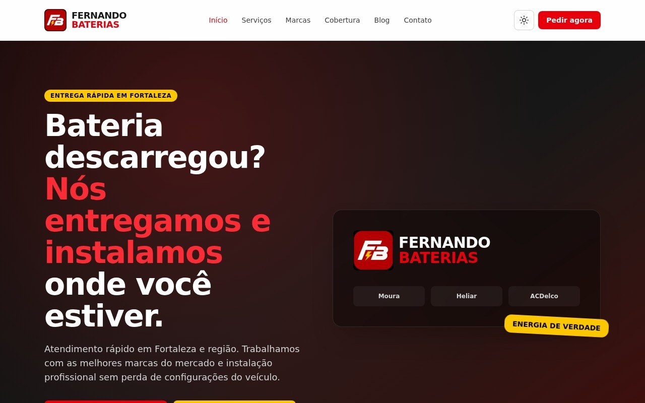 Página inicial do projeto Fernando Baterias